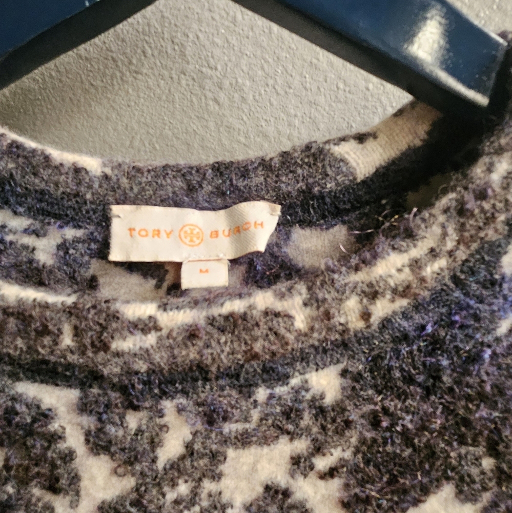 Tory Burch Black and Cream Textured Knit